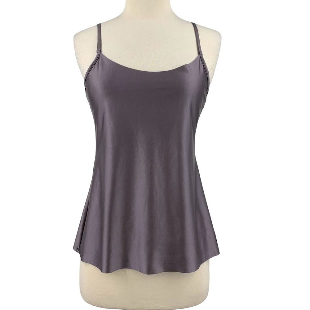 Silky Spaghetti-Strap Cami Top - Slate Purple
